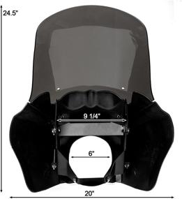 img 1 attached to 🏍️ Krator JBM-6009-S Tall Fairing Windshield Club Style Kit in Black & Smoke - Compatible with Harley-Davidson Dyna, Super Glide T-Sport FXDXT, FXR