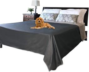 img 3 attached to 🐾 Versatile Reversible Waterproof Blanket Cover - Ideal for Dogs, Cats, and Humans! Protects Beds, Sofas, and Couches - 95”x 90” (Grey/Beige)