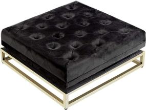 img 1 attached to 💎 Glamorous Black Velvet Ottoman with Faux Marble Coffee Table Lid, Hidden Storage, and Comfortable Seating