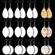 36 sublimation blank earrings: heat transfer wire hooks, unfinished teardrop leaf & round wood earring blanks with hooks for diy jewelry making logo