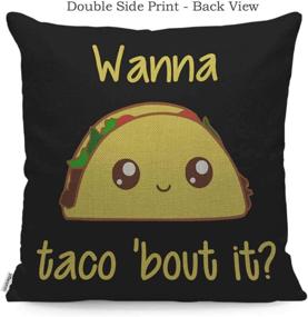 img 3 attached to WONDERTIFY Taco Throw Pillow Case Cover - Fun and Vibrant Yellow and Black Design - Soft Linen Pillow Cover 🌮 for Stylish Home Decor - Suitable for Bedroom, Living Room, Sofa, and Farm House - Couch Cushion Covers - 18x18 Inch Size