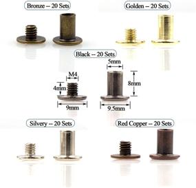 img 3 attached to 100 Sets Assorted Kit of Chicago Screws: 5 Color Leather Rivets, 5/16” (5x8mm), Screw Rivets, Flat Fillister Book Binding Posts, Nail Rivet Chicago Bolts for DIY Leather Craft - Black, Silver, Golden, Bronze