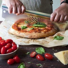 img 3 attached to 🍕 Gemiknife Pizza Cutter Plus: 14” Sharp Rocker Slicer with Built-in Cheese Grater - Sturdy Stainless Steel Blade, Centered Handle, and Dishwasher-safe Design!