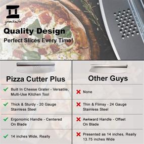 img 1 attached to 🍕 Gemiknife Pizza Cutter Plus: 14” Sharp Rocker Slicer with Built-in Cheese Grater - Sturdy Stainless Steel Blade, Centered Handle, and Dishwasher-safe Design!