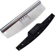 🍕 gemiknife pizza cutter plus: 14” sharp rocker slicer with built-in cheese grater - sturdy stainless steel blade, centered handle, and dishwasher-safe design! logo