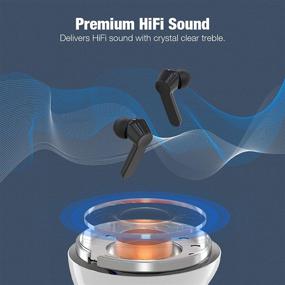 img 1 attached to 🎧 Высококачественные беспроводные наушники: Bluetooth 5.0, Hi-Fi стерео, 30 часов воспроизведения, защита IPX6 от воды, микрофон и USB C - идеальны для работы, путешествий и тренировок - черные