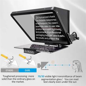 img 1 attached to 📷 Большой телепромптер ILOKNZI с регулируемым закаленным оптическим стеклом - алюминиевый телепромптер для планшетов 12,9", идеально подходит для видеосъемки в студии, свадебных съемок и захвата лиц - поддерживает широкоугольные объективы камеры (16"-Большой)