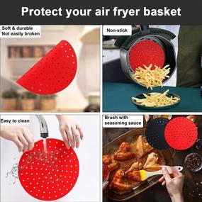 img 1 attached to 🍟 HOMEACC 4Pack Round Air Fryer Liners - 9 Inch Reusable Silicone Mats with 2Pcs Oil Brush - Non-Stick Accessories for 5.8QT+ Air Fryers/Oven/Pressure Cooker