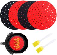 🍟 homeacc 4pack round air fryer liners - 9 inch reusable silicone mats with 2pcs oil brush - non-stick accessories for 5.8qt+ air fryers/oven/pressure cooker logo