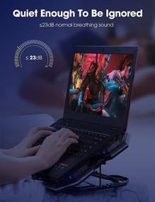 img 1 attached to Enhance Gaming Performance with RGB Laptop Cooling Pad: 6 Quiet Fans, Adjustable Height, and Dual USB Ports for 11-17.3 Inch Laptops (Includes Extra iPad/Phone Stand)