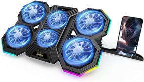 img 4 attached to Enhance Gaming Performance with RGB Laptop Cooling Pad: 6 Quiet Fans, Adjustable Height, and Dual USB Ports for 11-17.3 Inch Laptops (Includes Extra iPad/Phone Stand)