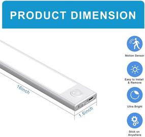 img 3 attached to 💡 Tipace 73 LED Under Cabinet Lighting: Wireless Motion Sensor Light for Wardrobe, Closets, Cupboard - Rechargeable & 6000K - Silver 2 Pack