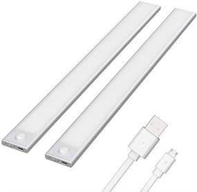 img 4 attached to 💡 Tipace 73 LED Under Cabinet Lighting: Wireless Motion Sensor Light for Wardrobe, Closets, Cupboard - Rechargeable & 6000K - Silver 2 Pack