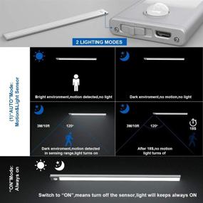 img 1 attached to 💡 Tipace 73 LED Under Cabinet Lighting: Wireless Motion Sensor Light for Wardrobe, Closets, Cupboard - Rechargeable & 6000K - Silver 2 Pack