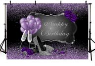 📸 mehofond purple and silver photo backdrop props - silver high heels, champagne balloons, purple rose - adult woman birthday party decoration banner - photography backdrops for cake table - supplies - 7x5ft logo