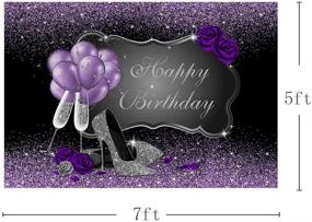 img 1 attached to 📸 Mehofond Purple and Silver Photo Backdrop Props - Silver High Heels, Champagne Balloons, Purple Rose - Adult Woman Birthday Party Decoration Banner - Photography Backdrops for Cake Table - Supplies - 7x5ft