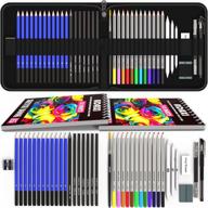 🎨 adaxi 43-piece colored pencil set and sketch pen set - high-quality watercolor pencils for adults/kids, including black zipper case & two 50-page sketchbooks - long-lasting art pencils for coloring, sketching logo