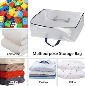 img 1 attached to 📦 Homelove Clear Clothes Storage Bag with Durable Dual Zippers, PVC Storage Bags for Comforter, Blanket, Bedding, Duvet, Toys, Transparent Moving Totes, Multi-Purpose & Space-Saving Organizers, Set of 2, 75 L Capacity