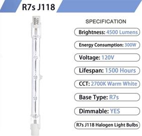 img 3 attached to High-Performance 4 Pack Halogen R7S 118mm 300W 120V Dimmable Double Ended Floodlight Bulb - Long-lasting 4500lm Warm White 2700K - Wide Beam Angle for Maximum Illumination
