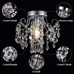 img 2 attached to Modern Mini Crystal Chandelier Flush Mount Light – Chrome 💎 Finish, Clear K9 Crystal, Ideal for Hallway, Entryway, Bedroom, Bathroom, Kitchen