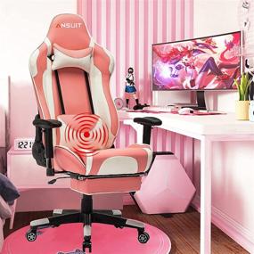 img 4 attached to 🎮 Enhance Your Gaming Experience with ANSUIT Pink Gaming Chair - High Back, Ergonomic, with Footrest, Headrest, Massage Lumbar Support, and Adjustable Swivel