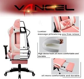 img 1 attached to 🎮 Enhance Your Gaming Experience with ANSUIT Pink Gaming Chair - High Back, Ergonomic, with Footrest, Headrest, Massage Lumbar Support, and Adjustable Swivel