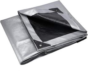 img 4 attached to 🌟 Premium Quality 16 Mil Super Heavy Duty Poly Tarp Cover - Waterproof, 100% UV Resistant, Rot/Rip/Tear Proof Tarpaulin - Cut Size: 6 x 8', Finished Size: 56 x 76, Black & Silver