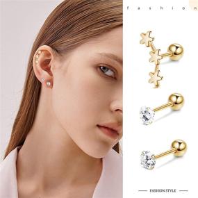 img 1 attached to SAILIMUE 16Pcs 16G Cartilage Earrings Studs for Women - Surgical 💎 Stainless Steel Set with Opal and CZ Stones - Silver/Gold/Rose Gold Tone