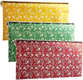 img 4 attached to Декоративная бумага Рождественский олень: 3 варианта цвета 🦌, 17 x 1.4 фута на каждом рулоне.