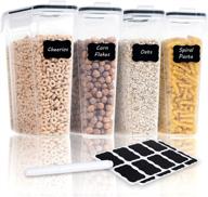 cereal storage containers - 4-piece set of airtight food containers, bpa-free plastic containers with 16 labels & pen, ideal for storing sugar and flour (4l, 135.2 oz) логотип