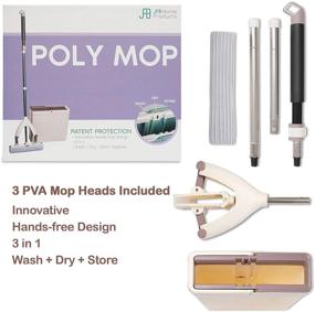 img 3 attached to 🧽 Poly Mop PVA Sponge Mop Bucket: Ultimate Floor Cleaning Solution with 3 Mop Heads!