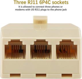 img 2 attached to 📞 Uvital RJ11 6P4C Telephone Adaptor and Separator - Male to 3 Females Telephone Splitter Cable for Landline (Yellow, 2 Pack)