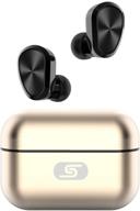 🎧 szsago w5s беспроводные наушники bluetooth 5.0 - наушники true wireless для iphone/samsung. водонепроницаемые наушники ipx7 с металлическим зарядным кейсом usb c. идеально подходят для использования дома, офиса и работы в золотом цвете. логотип