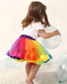 img 1 attached to JiaDuo Rainbow Layered Tutu Skirt with Bow, Ideal for Dance with Ruffled Design