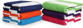 img 3 attached to Highly Absorbent 100% Cotton Bath Towel Pack, 6 Cabana Stripe Beach Towels (30x60”), Quick Dry & Lightweight Swim Towels - Perfect for Parties & Guests!