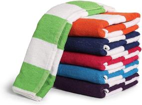 img 2 attached to Highly Absorbent 100% Cotton Bath Towel Pack, 6 Cabana Stripe Beach Towels (30x60”), Quick Dry & Lightweight Swim Towels - Perfect for Parties & Guests!