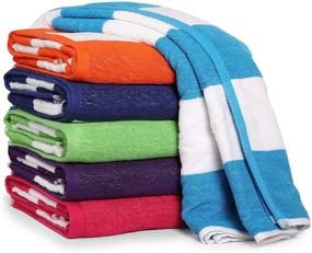 img 1 attached to Highly Absorbent 100% Cotton Bath Towel Pack, 6 Cabana Stripe Beach Towels (30x60”), Quick Dry & Lightweight Swim Towels - Perfect for Parties & Guests!
