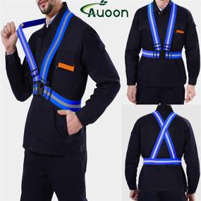 img 2 attached to 🏃 AUOON Reflective Running Vest: Stay Safe During Running, Cycling, Motorcycle and Walking with Adjustable Strap. Fits Over Clothes, Breathable & Waterproof Lightweight Design.