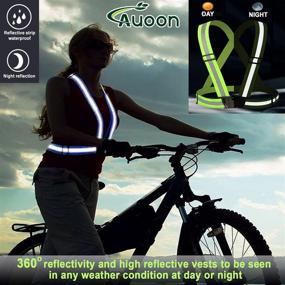 img 1 attached to 🏃 AUOON Reflective Running Vest: Stay Safe During Running, Cycling, Motorcycle and Walking with Adjustable Strap. Fits Over Clothes, Breathable & Waterproof Lightweight Design.