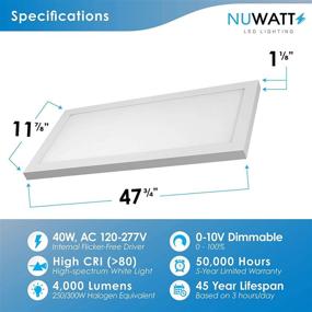 img 3 attached to 💡 NuWatt 1x4 LED Surface Mount Panel with Internal Driver; Dimmable 0-10V; Ultra Thin Ceiling Fixture; 120-277V; 3 Color Options: 3000K, 4000K, 5000K; UL/DLC Listed; Only 1 Inch Thick