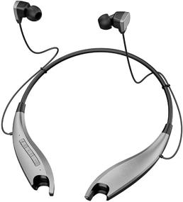 img 4 attached to 🎧 Grey Neckband Headphones with 22H Playtime, Jaws Bluetooth Headset, Wireless Earbuds featuring Noise Cancelling Mic, Call Vibrate - Perfect for Online Teaching, Class, Conferences, Calls, Work from Home, Commute, and Travel