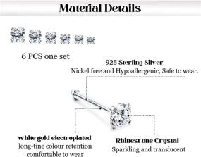 img 2 attached to 👃 6-Piece Set of 925 Sterling Silver Nose Piercing Studs - Sllaiss 20G Nose Rings for Women, with 1.5mm, 1.8mm, 2mm, 2.5mm, 2.8mm, and 3mm Sizes - Stylish Body Jewelry