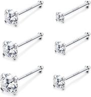 👃 6-piece set of 925 sterling silver nose piercing studs - sllaiss 20g nose rings for women, with 1.5mm, 1.8mm, 2mm, 2.5mm, 2.8mm, and 3mm sizes - stylish body jewelry logo