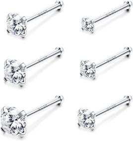 img 4 attached to 👃 6-Piece Set of 925 Sterling Silver Nose Piercing Studs - Sllaiss 20G Nose Rings for Women, with 1.5mm, 1.8mm, 2mm, 2.5mm, 2.8mm, and 3mm Sizes - Stylish Body Jewelry