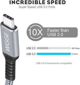 img 3 attached to High-Speed WGGE Metal USB C 3.1 Type-C Cable - 10ft Nylon Braided Fast Charger 🔌 for MacBook Pro, HTC 10, LG G5 V20, Nintendo Switch, Nexus 6P/5X, Google Pixel & More