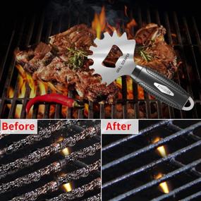 img 3 attached to 🔥 Efficient Stainless Steel BBQ Grill Scraper by XIANGMIER - Non-Bristle Grill Grate Cleaner with Barbecue Grill Brush - Safe Alternative to Wire Brushes - Essential BBQ Cleaning Tool for Most Grill Grates - Black