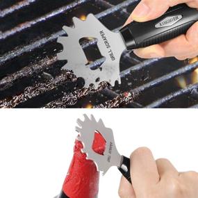 img 2 attached to 🔥 Efficient Stainless Steel BBQ Grill Scraper by XIANGMIER - Non-Bristle Grill Grate Cleaner with Barbecue Grill Brush - Safe Alternative to Wire Brushes - Essential BBQ Cleaning Tool for Most Grill Grates - Black