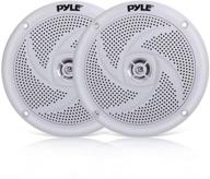 pyle plmrs5w marine speakers: waterproof 5.25 inch outdoor audio system - 2 way, 180 watts power, slim style - white (1 pair) logo