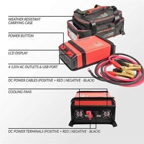 img 1 attached to 🔋 Универсальный преобразователь напряжения для автомобиля Handy Power X 1500 Вт: Надежное решение в случае аварийного питания с 4 розетками переменного тока и 1 USB-портом, устойчивый к погодным условиям и поставляемый вместе со съемной сумкой - в комплекте кабели