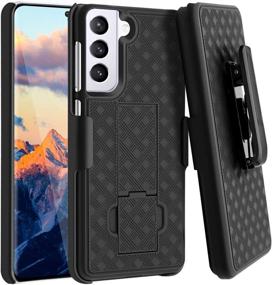 img 4 attached to 📱 Fingic Galaxy S21 Case: Holster Combo Shell with Kickstand - Black (2021)